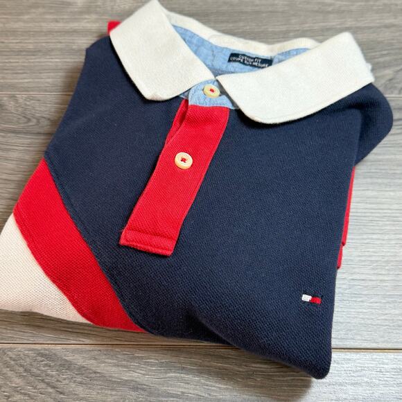Vtg Tommy Hilifger Pique Polo Shirt Size L Campus Preppy Diagonal Stripe Y2K 90s - Picture 13 of 16